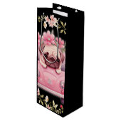 Roze puppy cadeau tas wijn cadeautas (Voorkant Gekanteld)