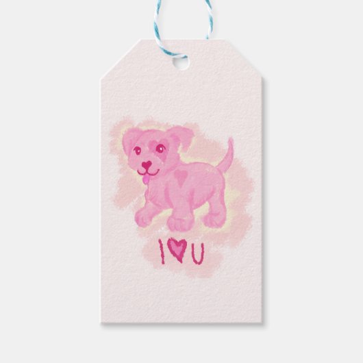 Roze puppy cadeaulabel (Voorkant)