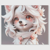 Roze Puppy Design voor Kids Verjaardag Cadeaus Cadeaupapier (Vlak)