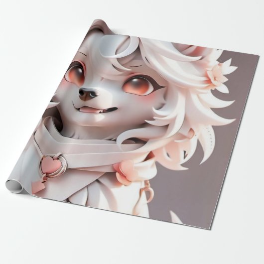 Roze Puppy Design voor Kids Verjaardag Cadeaus Cadeaupapier (Uitgerold)