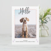 Roze Puppy Dog Aankondiging Fotokaart (Staand voorkant)