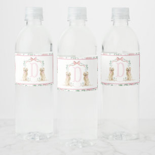 Roze Puppy Dog Baby shower Waterflesetiketten Waterfles Etiket