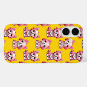 Roze Puppy Dog Patroon Design - Geel Case-Mate iPhone Case (Achterkant (horizontaal))