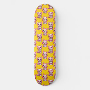 Roze Puppy Dog Patroon Design - Geel Persoonlijk Skateboard