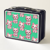 Roze Puppy Dog Patroon Design - Groen (Achterkant)