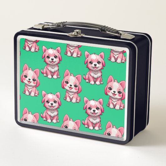 Roze Puppy Dog Patroon Design - Groen (Voorkant)