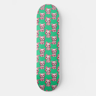 Roze Puppy Dog Patroon Design - Groen Persoonlijk Skateboard