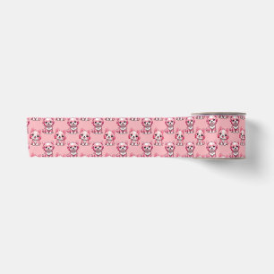 Roze Puppy Dog Patroon Design - Roze Satijnen Lint