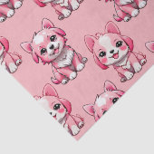 Roze Puppy Dog Patroon Design - Roze Tissuepapier (Detail)