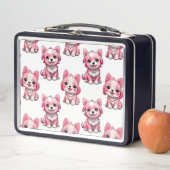 Roze Puppy Dog Patroon Design - wit (In situ)