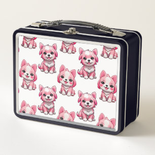 Roze Puppy Dog Patroon Design - wit