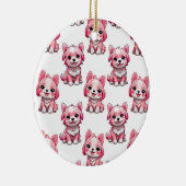 Roze Puppy Dog Patroon Design - wit Keramisch Ornament (Rechts)