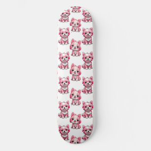 Roze Puppy Dog Patroon Design - wit Persoonlijk Skateboard