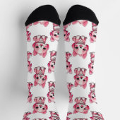 Roze Puppy Dog Patroon Design - wit Sokken (Top)