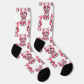 Roze Puppy Dog Patroon Design - wit Sokken (Rechts)