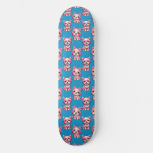Roze Puppy Dog Patroon Ontwerp - Blauw Persoonlijk Skateboard