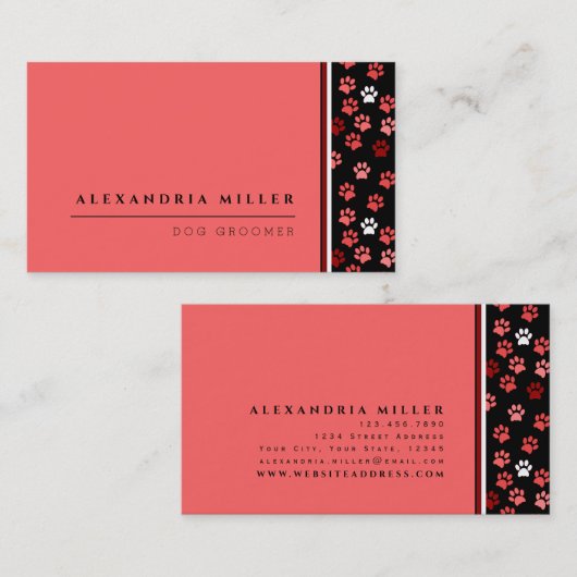 Roze puppy Dog schildert ontwerp | Dog Groomer Visitekaartje (Voorkant / Achterkant)