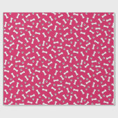 Roze Puppy Dog Theme Paw Prints en Botten Nieuw Hu Cadeaupapier (Vlak)