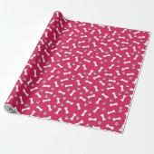 Roze Puppy Dog Theme Paw Prints en Botten Nieuw Hu Cadeaupapier (Uitgerold)