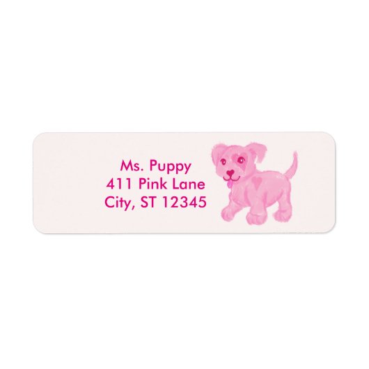 Roze puppy etiket (Voorkant)