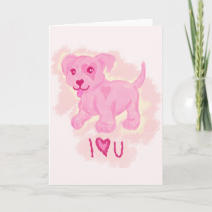 Roze puppy feestdagen kaart