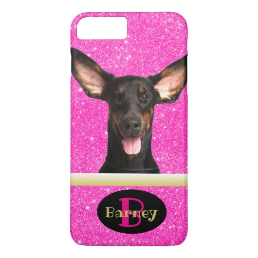 Roze Puppy Hond Liefhebber Aangepaste Foto Naam & Case-Mate iPhone Case (Achterkant)