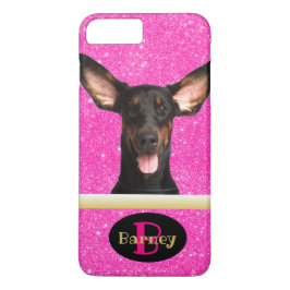 Roze Puppy Hondenliefhebber Aangepaste Fotonaam & iPhone 8/7 Plus Hoesje
