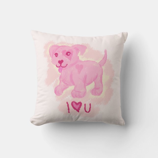 Roze puppy kussen (Voorkant)