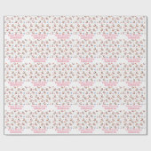 Roze Puppy Patroon verjaardag Cadeaupapier (Vlak)
