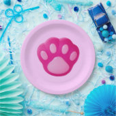 Roze puppy Paw Papieren Bordje (Feest)
