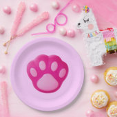Roze puppy Paw Papieren Bordje (Feest)