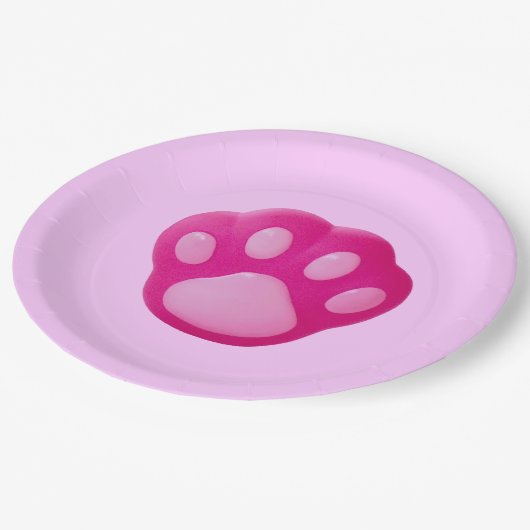 Roze puppy Paw Papieren Bordje (Gekanteld)