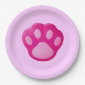Roze puppy Paw Papieren Bordje (Voorkant)