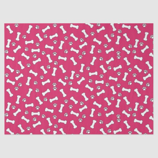 Roze Puppy Paw Prints en Botten Nieuwe Verjaardag  Tissuepapier (Voorkant)