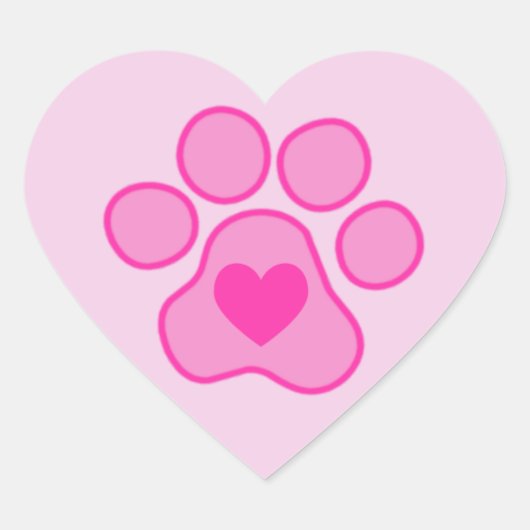 Roze Puppy Paws Hart Sticker (Voorkant)