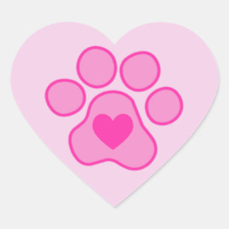 Roze Puppy Paws Hart Sticker