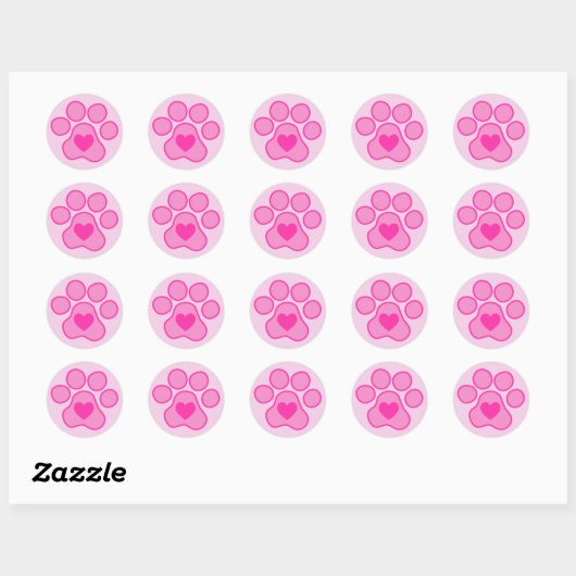 Roze Puppy Paws Hart Sticker (Vel)