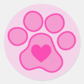 Roze Puppy Paws Hart Sticker (Voorkant)