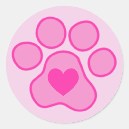 Roze Puppy Paws Hart Sticker (Voorkant)
