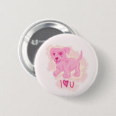 Roze puppy ronde button 5,7 cm (Voorkant /achterkant)