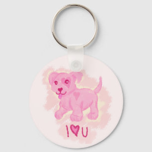 Roze puppy sleutelhanger
