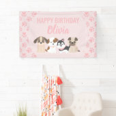 Roze Puppy verjaardagsfeest banner (Insitu)