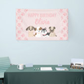 Roze Puppy verjaardagsfeest banner (Beurs)