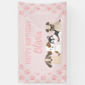 Roze Puppy verjaardagsfeest banner (Verticaal)