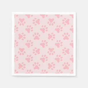 Roze Puppy verjaardagsfeest servetten pootafdrukke