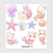 Roze purmaïde kattenmeisje sticker (Vel)