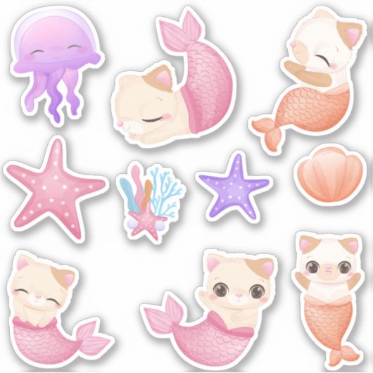 Roze purmaïde kattenmeisje sticker (Voorkant)