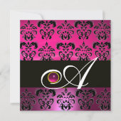 ROZE PURPER ZWART DAMASK MONOGRAM Amethist Fuchsia Kaart (Voorkant)