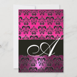 ROZE PURPER ZWART DAMASK MONOGRAM, fuchsia wit Kaart