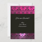 ROZE PURPER ZWART  DAMASK MONOGRAM  fuchsia wit Kaart (Achterkant)